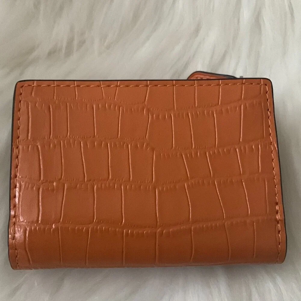 COACH Smooth Croc Embossed Leather Micro Wallet in Washed Orange - Picture 3 of 4